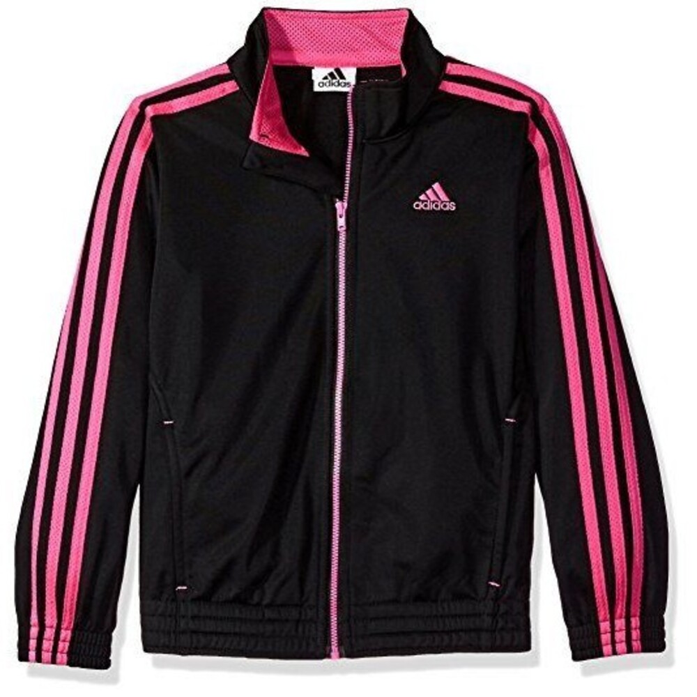 NWT Adidas Girls Size 4 Track Jacket Solar Pink/Bright Pink